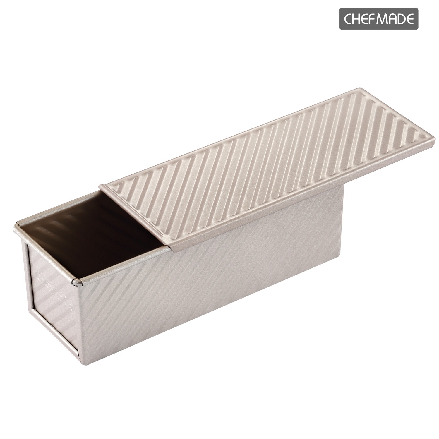 CHEFMADE Pullman Loaf Pan with Lid, 0.66Lb Dough Capacity Corrugated Toast Box 1 each