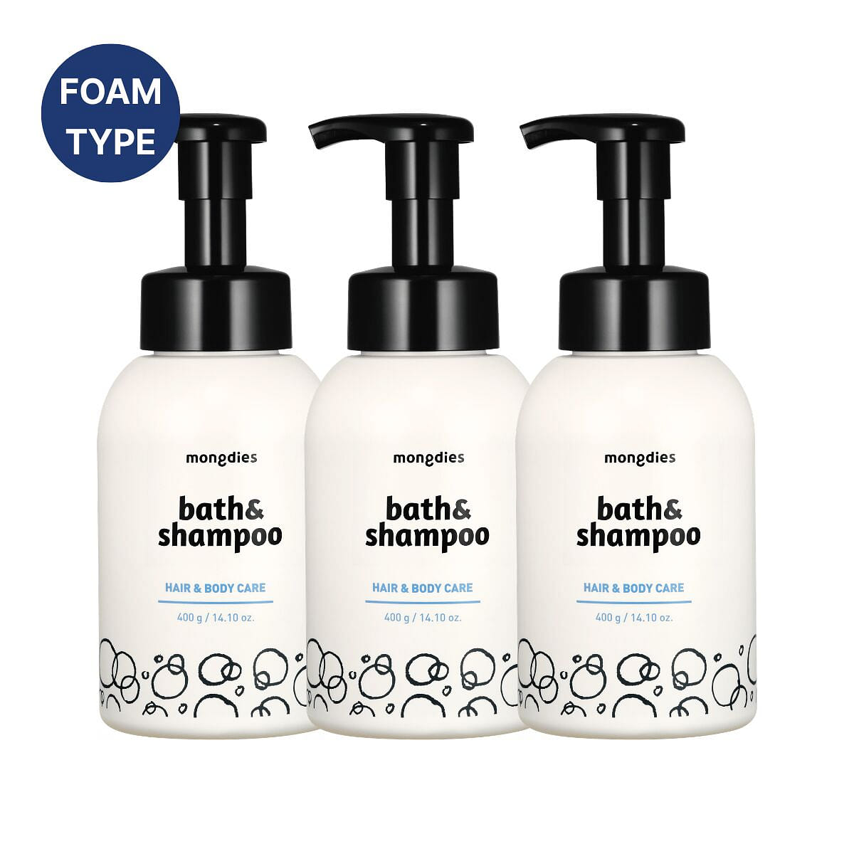mongdies Baby Foam Bath & Shampoo 14.10oz – 3 Pack 3 count
