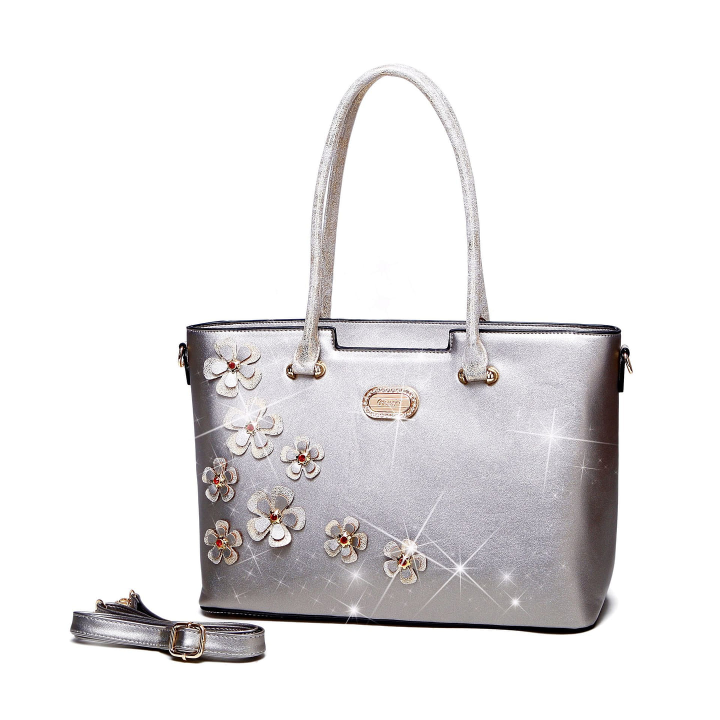Twinkle Cosmos Florality Tote Purses and Handbags Pewter [KT5369-PR] 1 each
