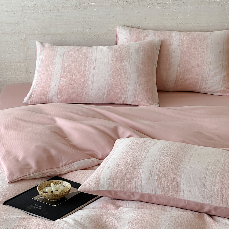 屿眠云感三层纱纯棉床上三件套 粉色-Twin 2000 克