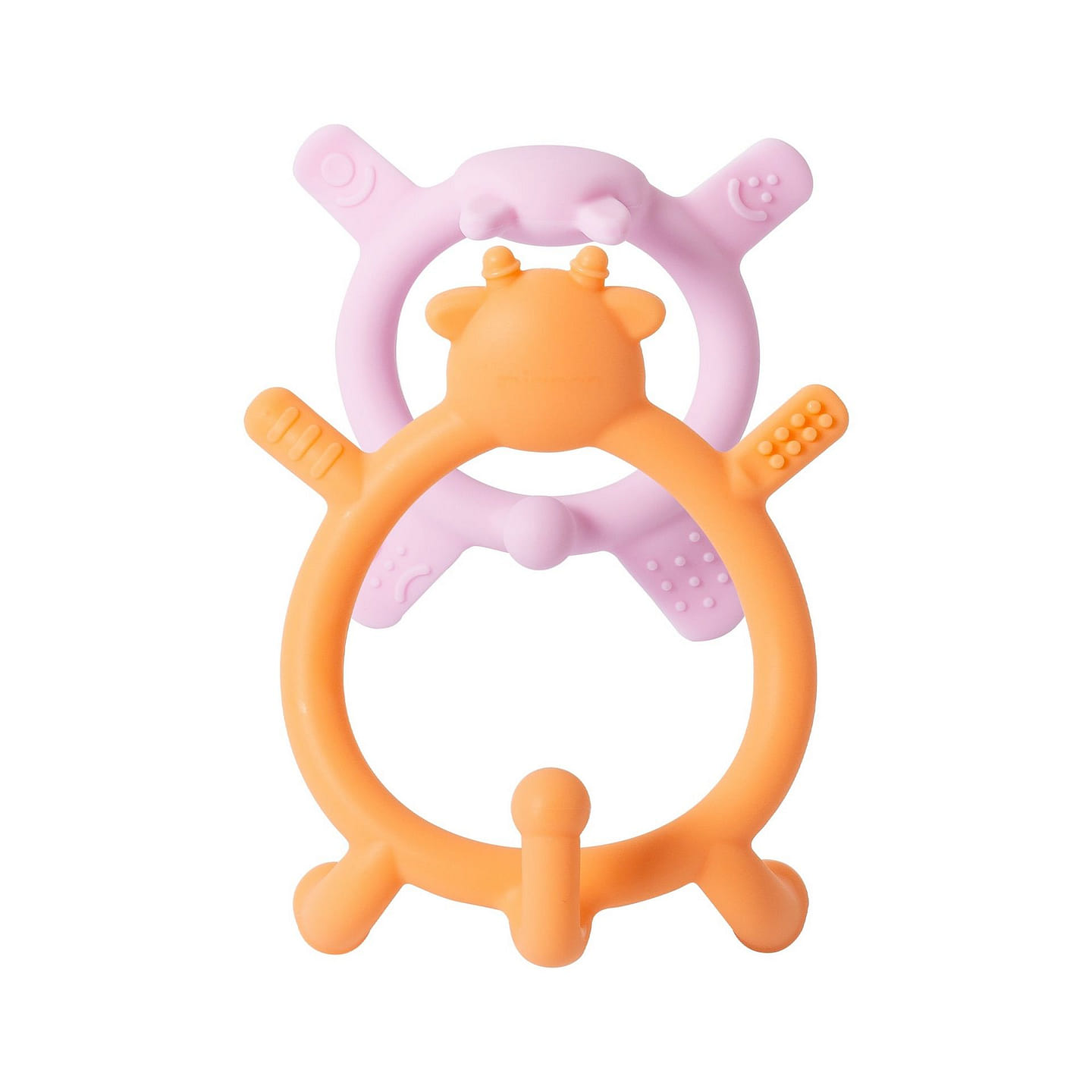 Pigeon Silicone Teether 3-6m+ Pink & Orange 2 count