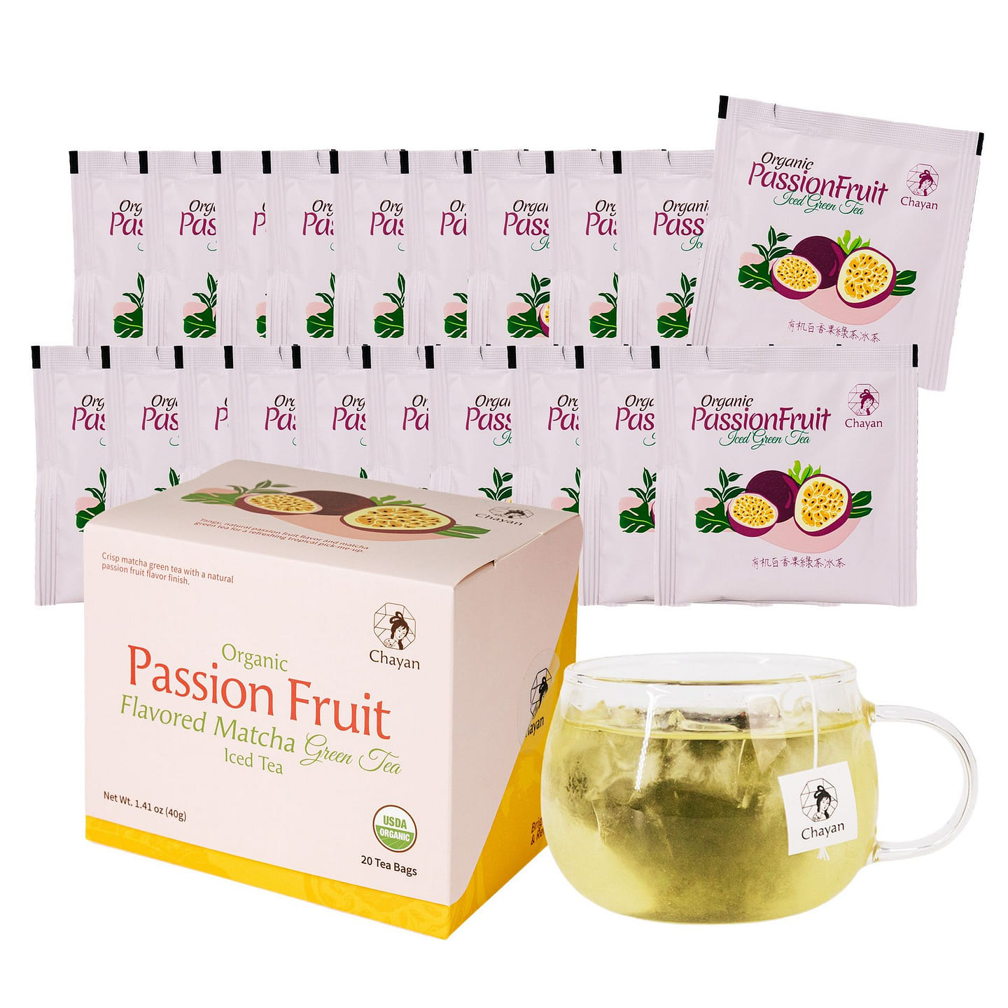 Organic Passion Fruit Matcha Green Tea [USDA] 20 pack