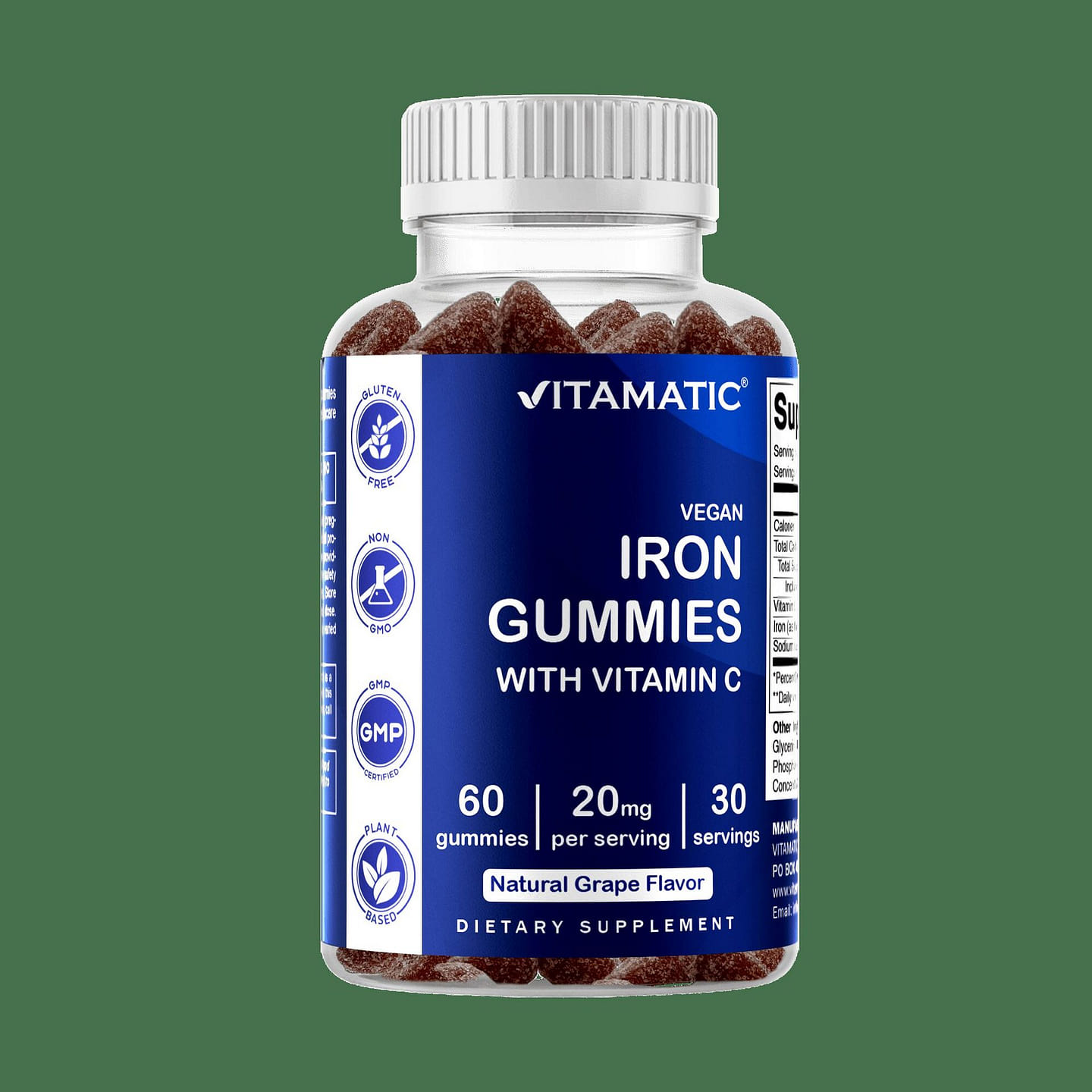 Iron 20mg with Vitamin C – 60 Vegan Gummies 1 each