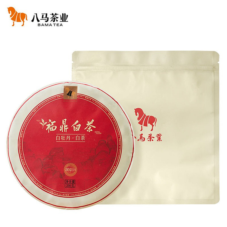 八马茶业白牡丹2021年福鼎白茶白里金系列紧压白茶 200 克