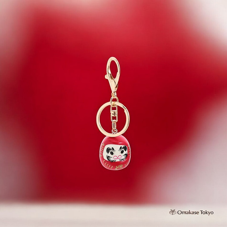 LIFKOME Mini Daruma Keychain-Gold & Red 90 g