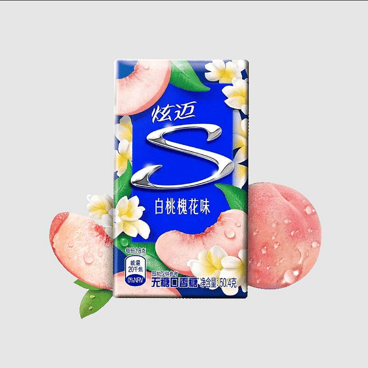 炫迈特调花香白桃槐花味无糖口香糖50.4克*1盒 50.4 克