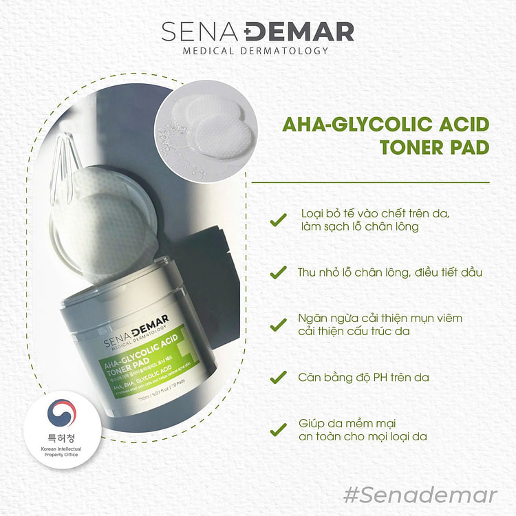 Senaderma AHA Glycolic Acid Toner Pad 70 Pads