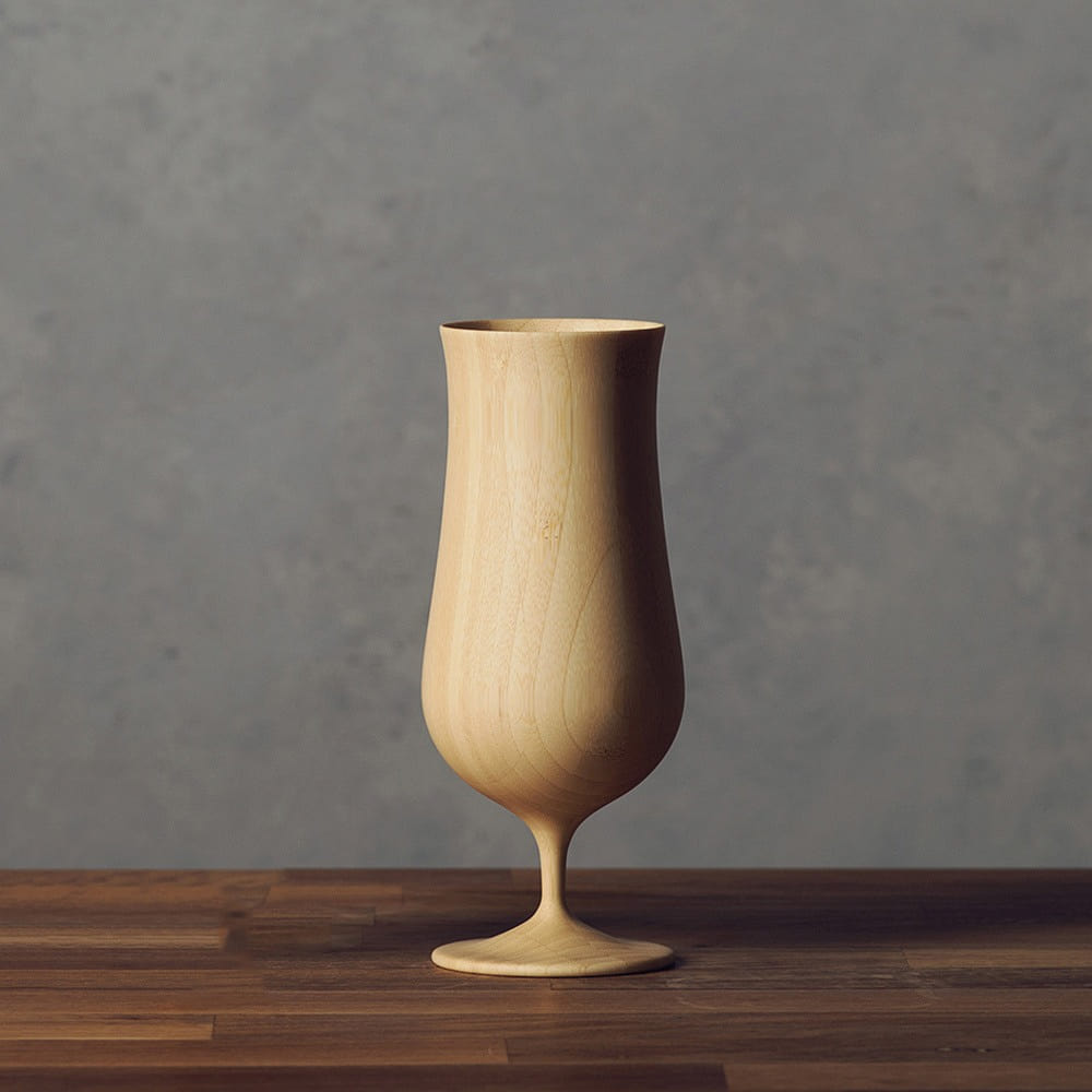 RIVERET Vessel Beer Glass , dishwasher-safe bamboo cup made in Japan 1 each