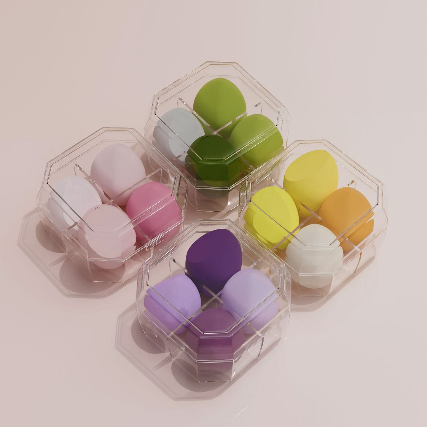 Ultra Soft Dual Makeup Egg 4pcs Pink Box 4 each