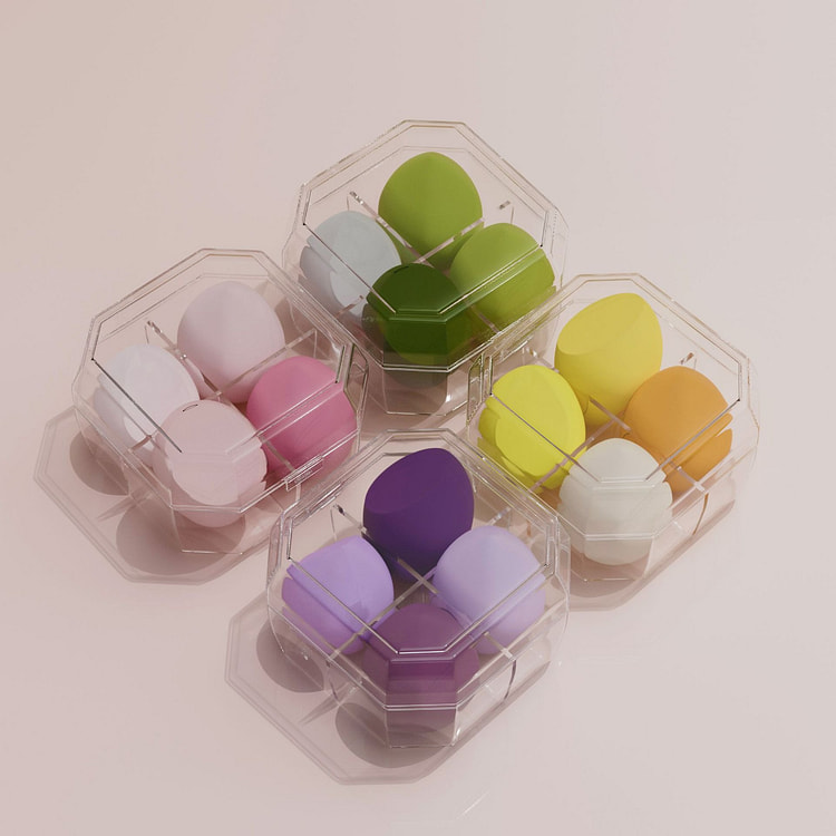 Ultra Soft Dual Makeup Egg 4pcs Pink Box 4 each