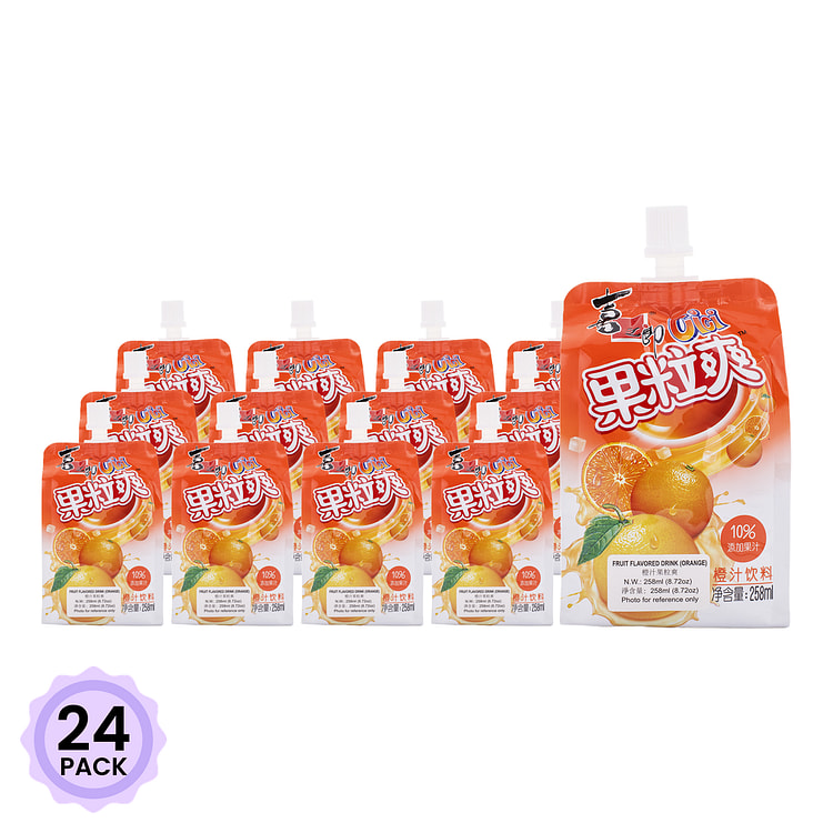喜之郎 果粒爽饮料 香橙味 258 毫升*24 包