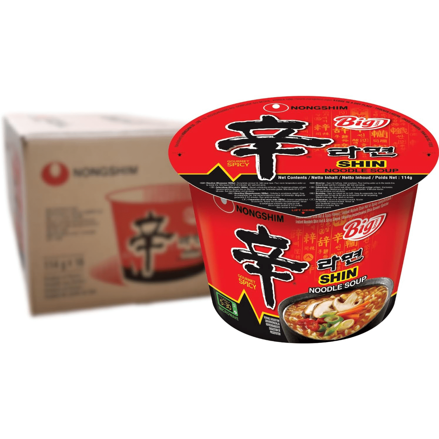 Nongshim Shin Big Bowl Noodle Ramyun 114g pack of 16 1 each