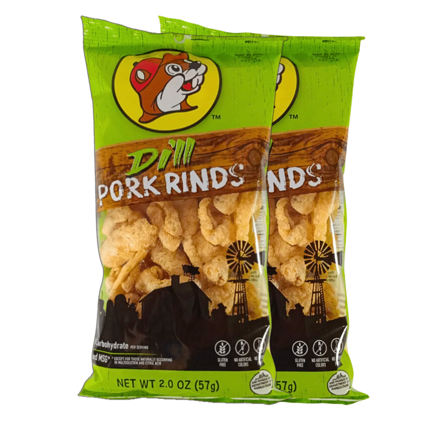 Buc-ee's Dill Flavored Pork Rinds, 4 Oz (2 Bags), Keto and Paleo Friendly 4 oz