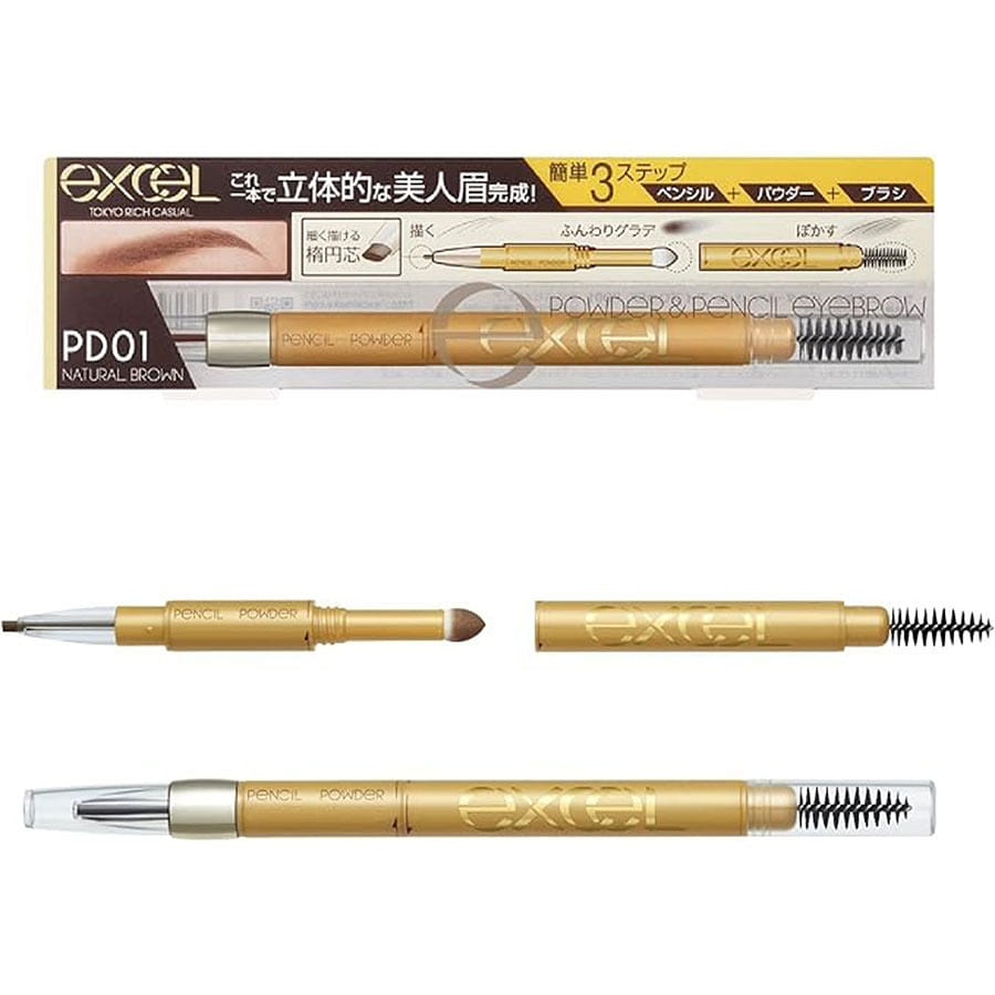Excel Powder And Pencil Eyebrow EX PD01Natural Brown 0.4 g