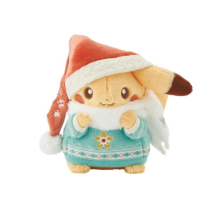 POKEMON宝可梦 2024圣诞限定版 皮卡丘 圣诞围巾 圣诞帽 毛绒玩偶 高约23*27*19cm