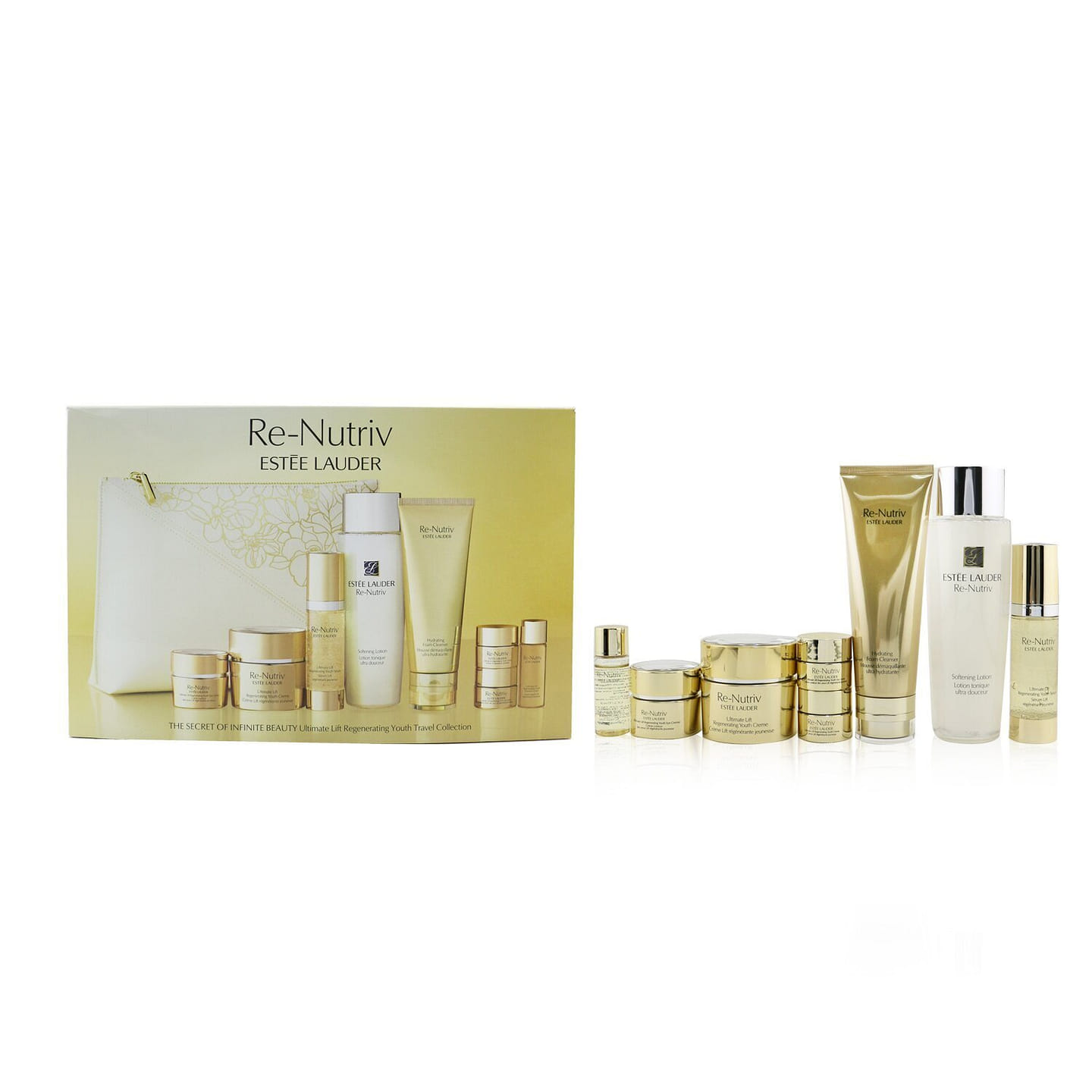 Estee Lauder The Secret Of Infinite Beauty Ultimate Lift Travel Collection: Creme 50ml+Serum 30ml+Eye Creme 15ml+Softening Lotion 250ml… 8pcs+1bag 8 each