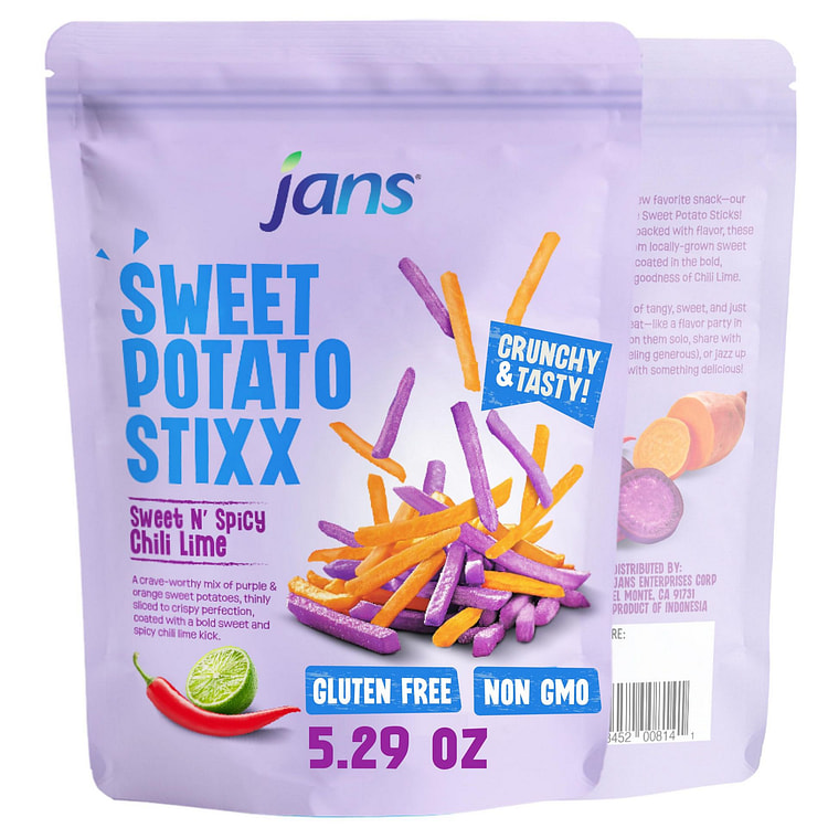 Jans Sweet Potato Stix Chili lime flavor Pack of 2 5.29 oz