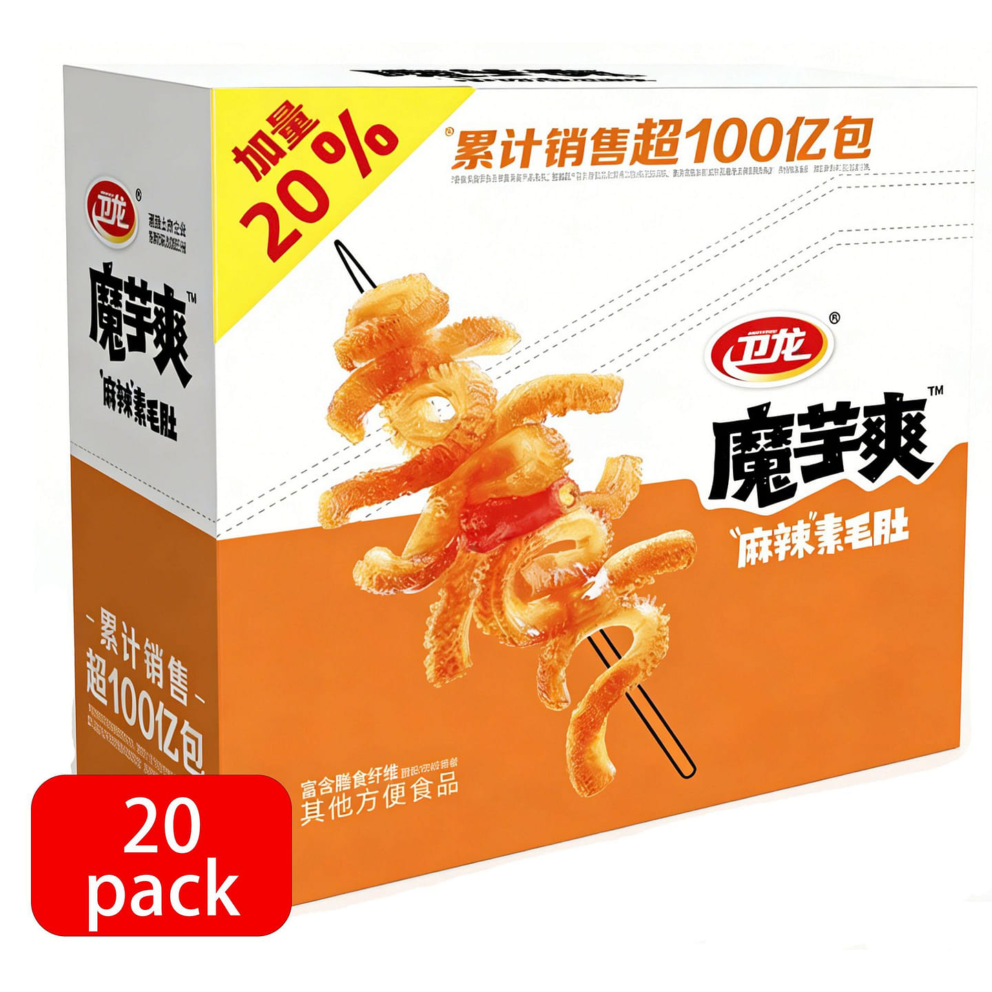 Weilong Spicy Konjac Snack, Chinese Latiao(20pcs) 360 g