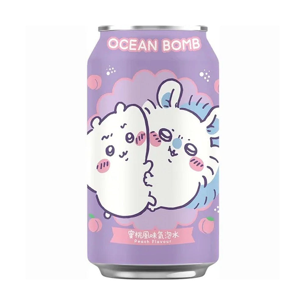 Ocean Bomb Chiikawa Sparkling Water Peach Flavor (Less Sugar) 330 ml