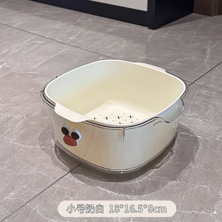 双层多巴胺沥水果篮子清洗滤水二合一小号-白色
