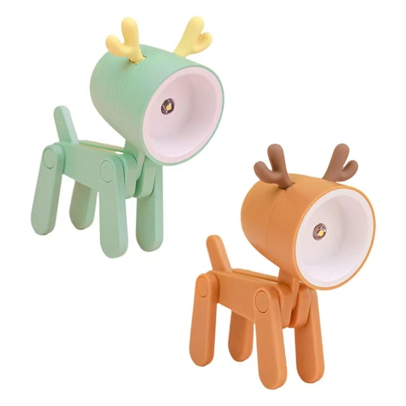 LED Mini Night Lamp Cute Desktop Ornament Phone Stand- Green+Orange Fawns 2Pc 1 each