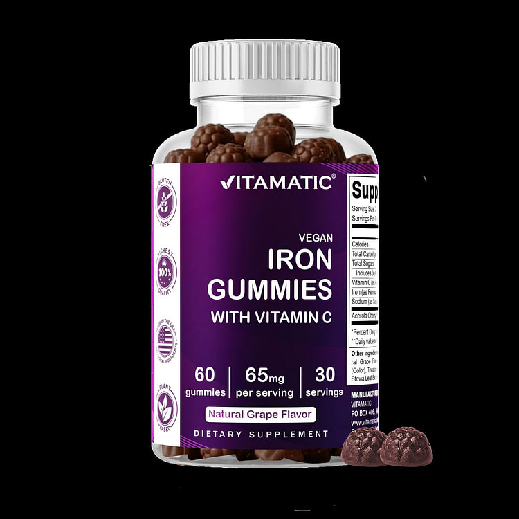 Iron 65mg with Vitamin C - 60 Gummies