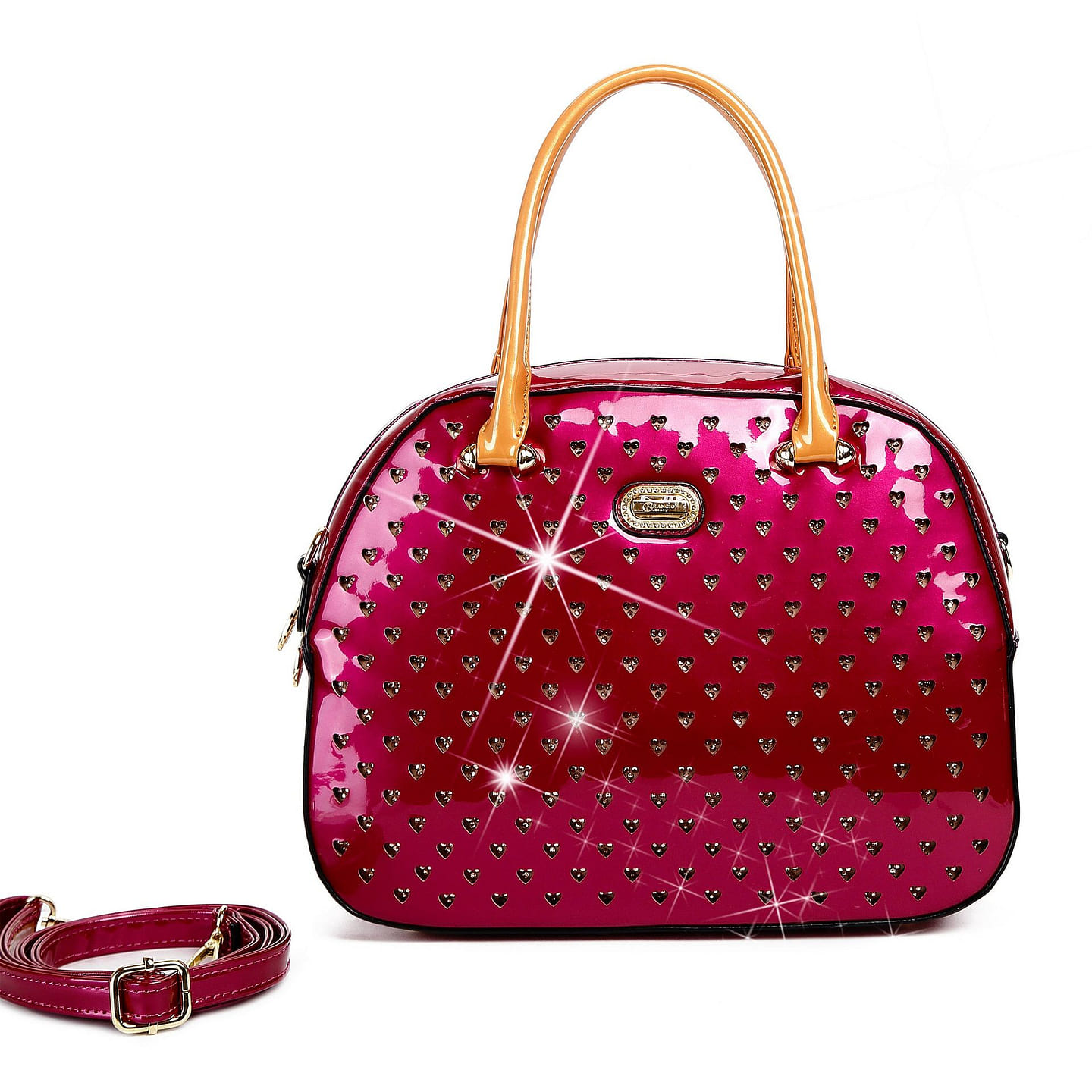Starz Art Vegan Leather Retro Crystal Overnight Bag Rose [RZO8329-RS] 1 each