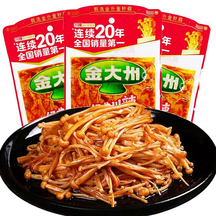 Jin Dazhou Spicy Enoki Mushrooms 60g*3 Snacks 180 g