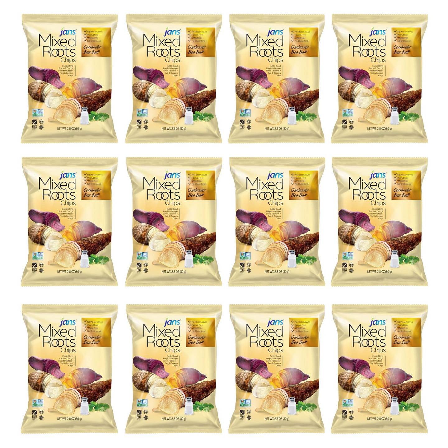 Mixed Roots Chips Coriander Sea Salt Pack of 12 2.8 oz*12 pack