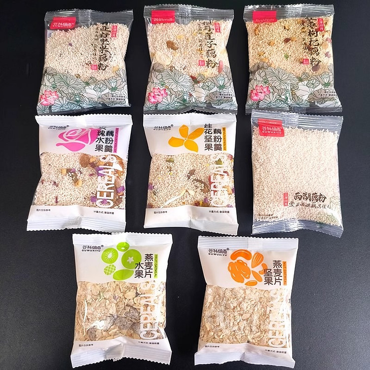 谷物细雨 桂花坚果玫瑰水果藕粉8种混装500g/