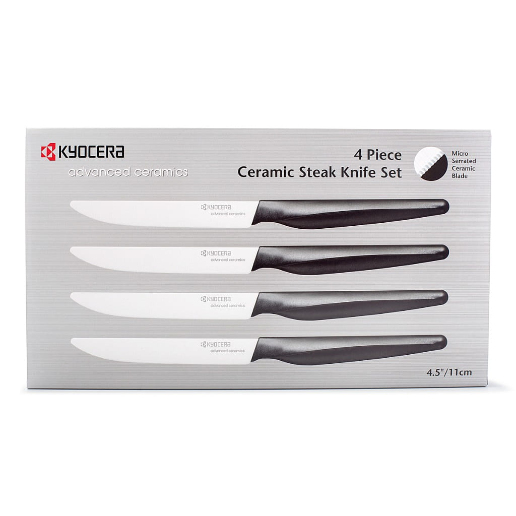 Conjunto de Facas de Cerâmica para Bife Kyocera, Cabo Preto Lâmina Branca, 4 peças 1 unidade(s)