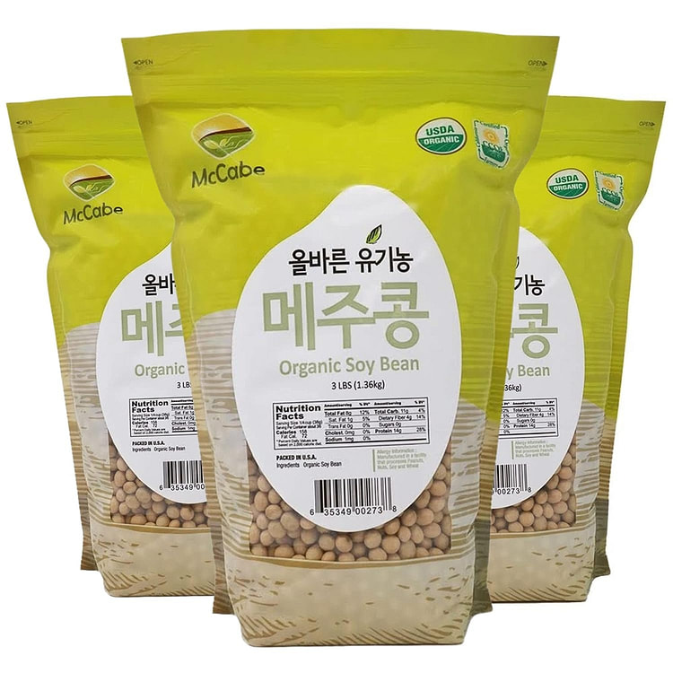 McCabe Organic Soy Bean, 3 lb (48 oz) (3 Packs)
