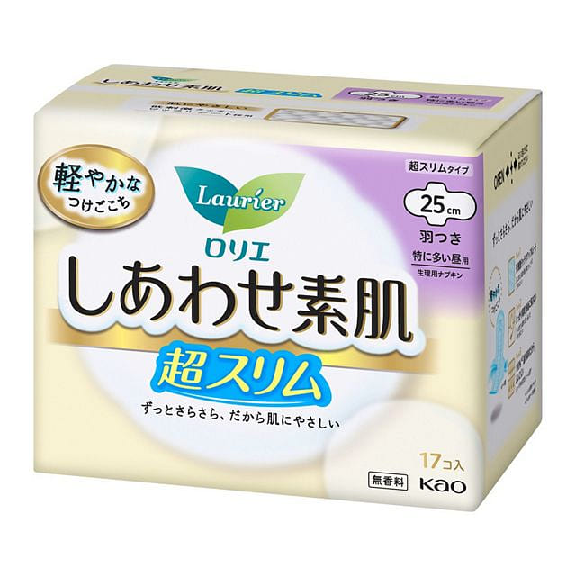 Kao Laurier 25cm Happy Skin Ultra Slim Winged Pads 17 count
