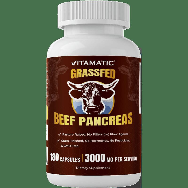 Vitamatic Grass-Fed Beef Pancreas 180 Capsules 1 each