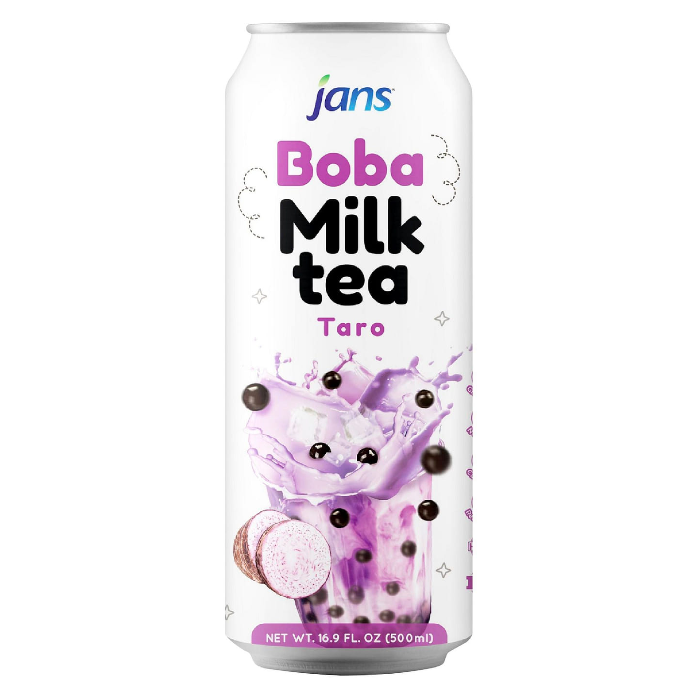 Jans Boba Milk Tea Taro Pack of 12 16.9 fl.oz*12 pack