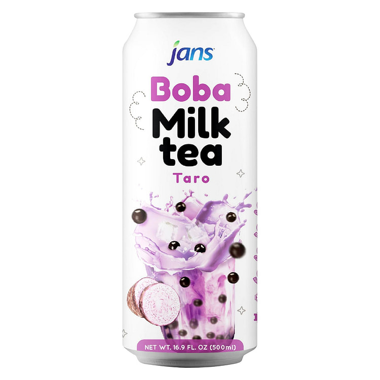 Jans - Trà sữa trân châu vị Khoai môn, 500ml, Hộp 12 lon 16.9 fl.oz*12 gói
