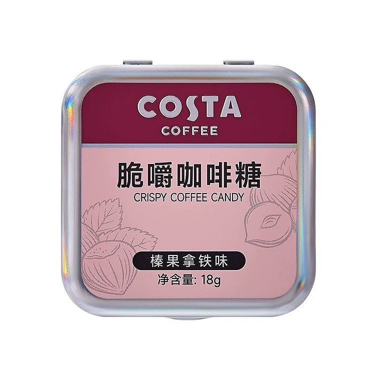 【COSTA】特浓提神脆嚼咖啡糖《榛果拿铁味》1盒 18 克