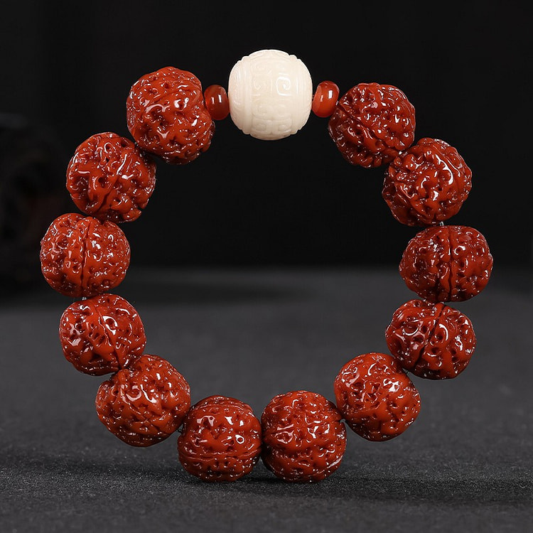 尼泊尔大金刚菩提手串红皮18mm 机刷金刚雯华
