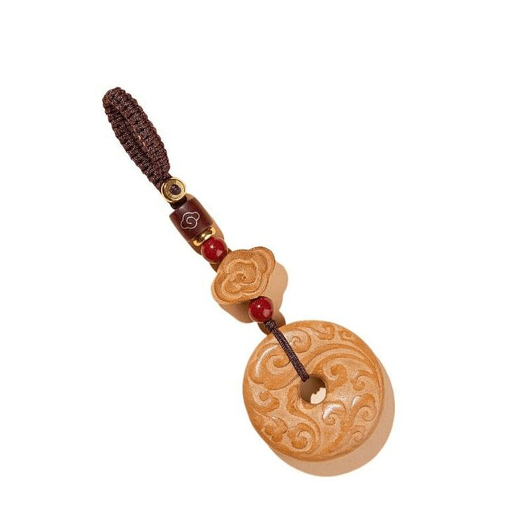 灵隐祈福 桃木挂件护身符钥匙扣朱砂桃木7厘米 1 盒