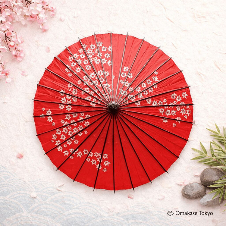 Japanese Paper Umbrella Red and Maple Leaf 680 g