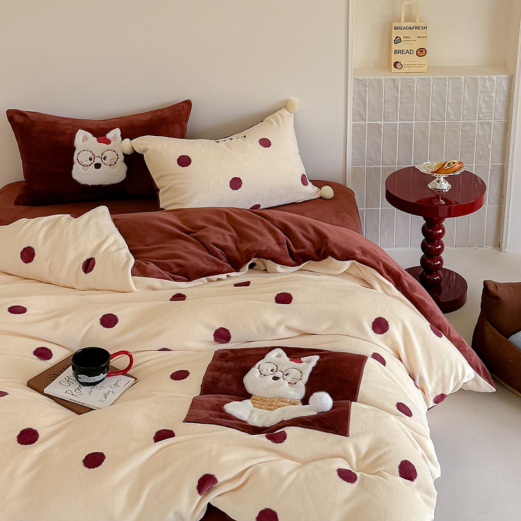 绒梦萌趣小狗床上四件套（床笠款）西高地-Q 2000 克