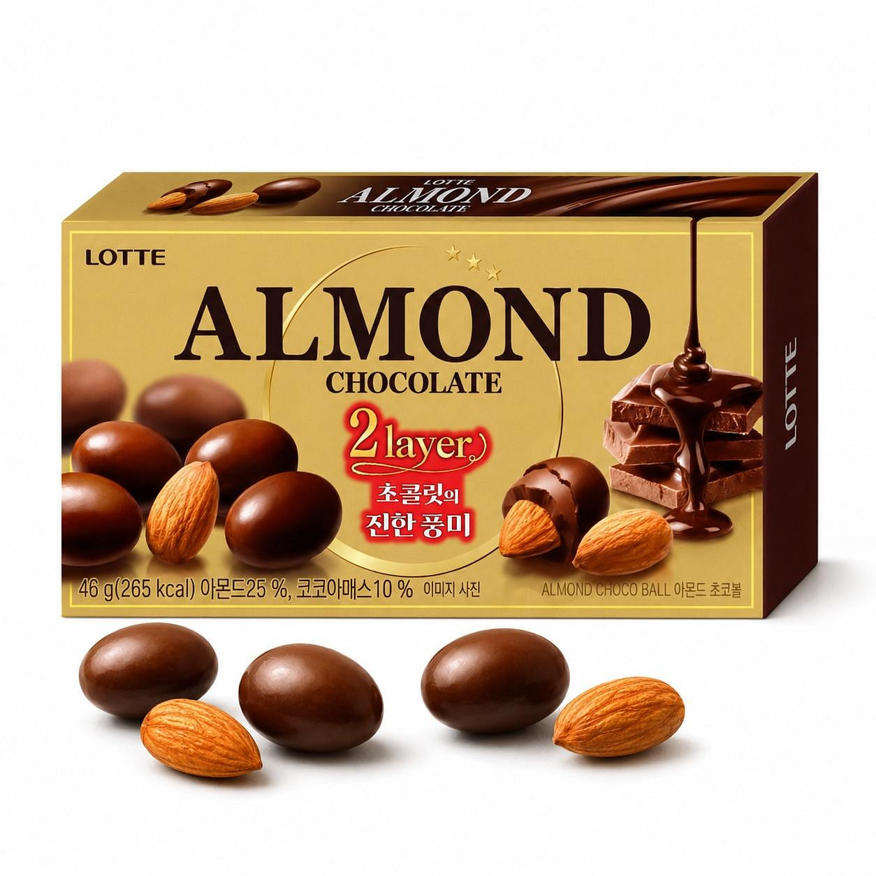 Lotte Almond-Lined Chocolate Beans 46 grams*1box 1 each