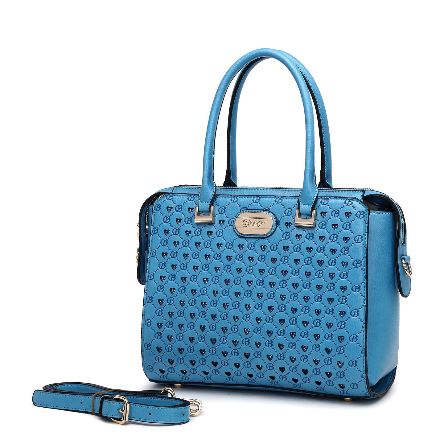 Millionaire Double Layer Crystal Vegan Leather Bag + Wallet [RO3258+ROW8368-BL] 1 each