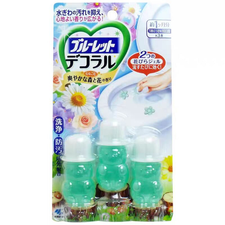 小林果冻花瓣洁厕剂 白帽+绿熊 森林气息 3支