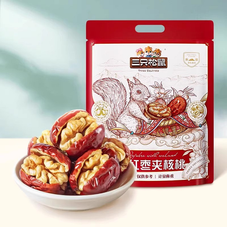 三只松鼠 骏枣夹核桃健康红枣核桃坚果500g*1袋
