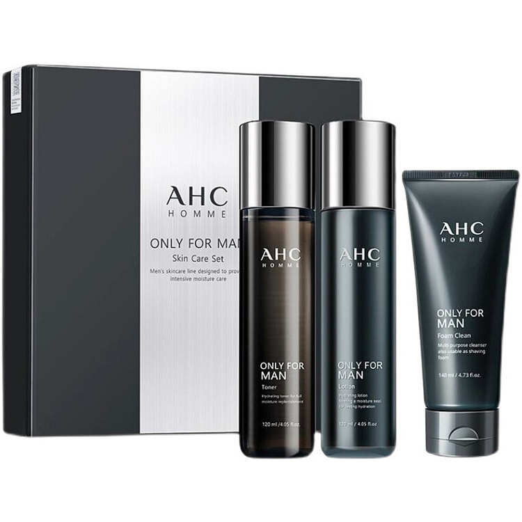 AHC 男士水乳三件套 面部素颜霜补水保湿控油