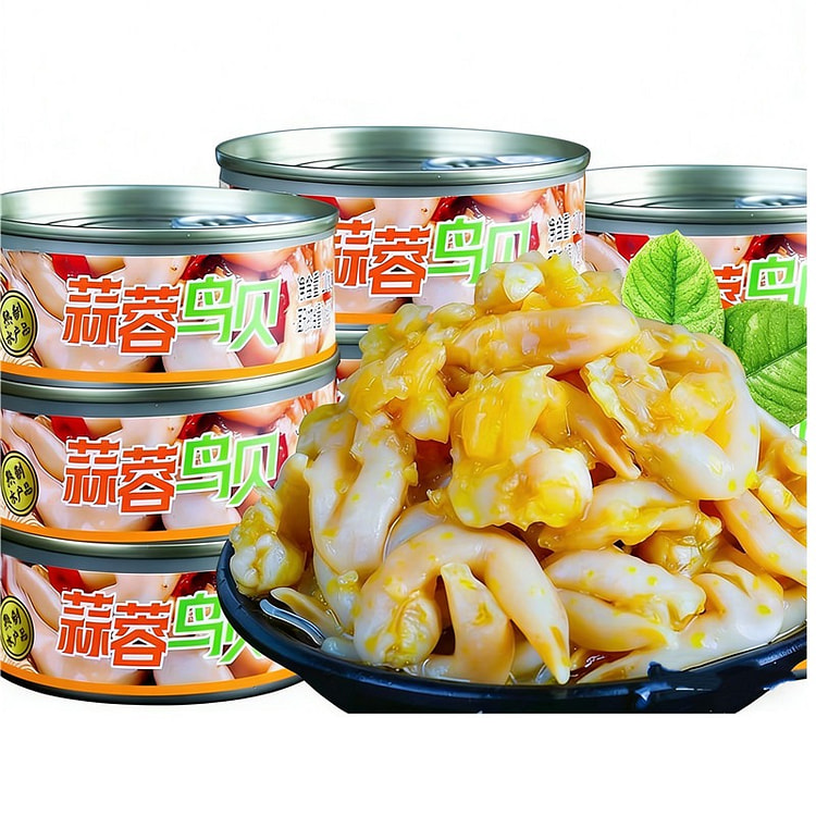 蒜蓉鸟贝即食海鲜罐装 下饭菜 罐头 海味小吃 100 克*2 罐