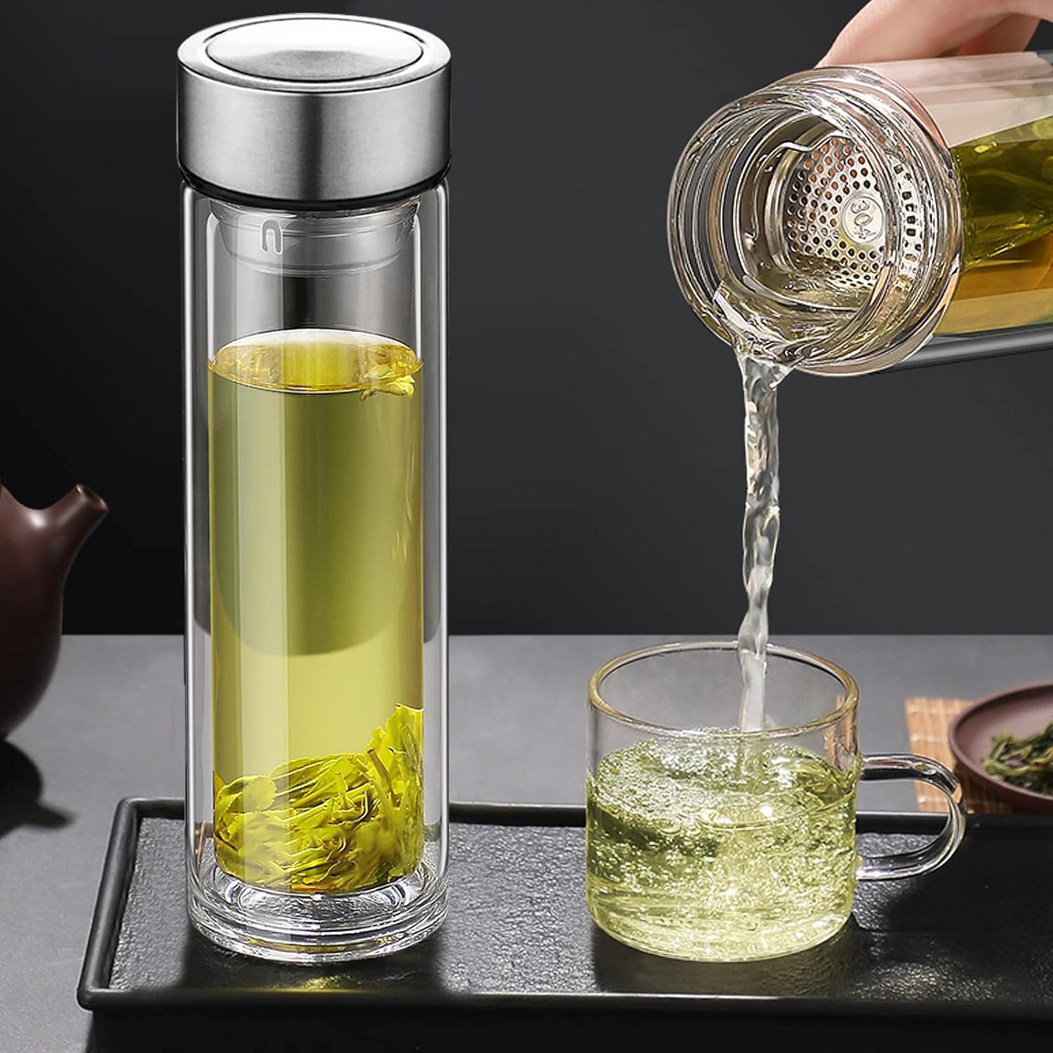Get Double layered leak proof glass tea cup 12oz/350ml Delivered | Weee!  Asian Market