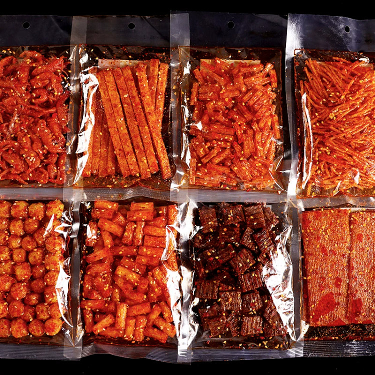 Beans flavored combination spicy strips