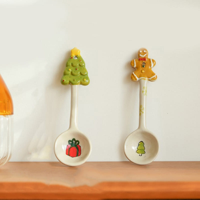 Underglazed Ceramic Spoon for Christmas Set 3 1 each